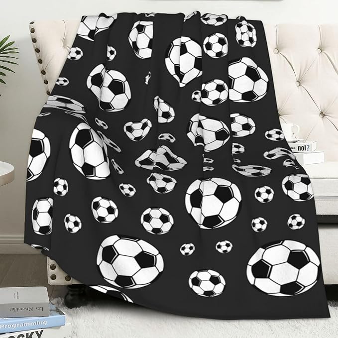 Black Soccer Blanket