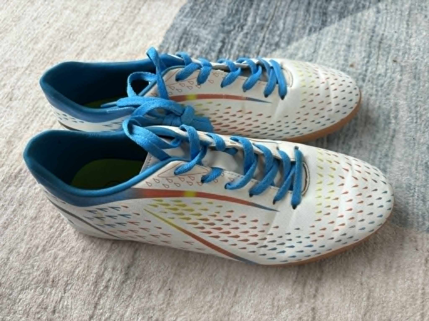 Size 11 White with Rainbow gradient pattern Futsal Shoes