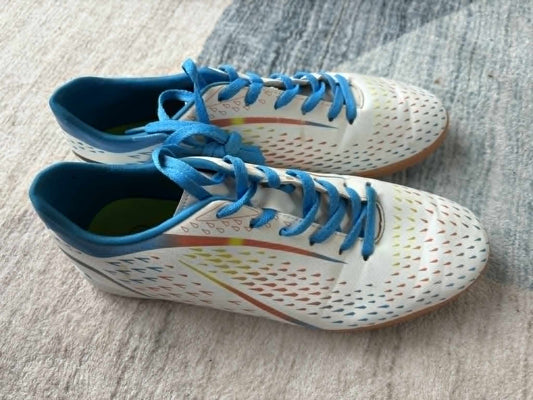 Size 11 White with Rainbow gradient pattern Futsal Shoes