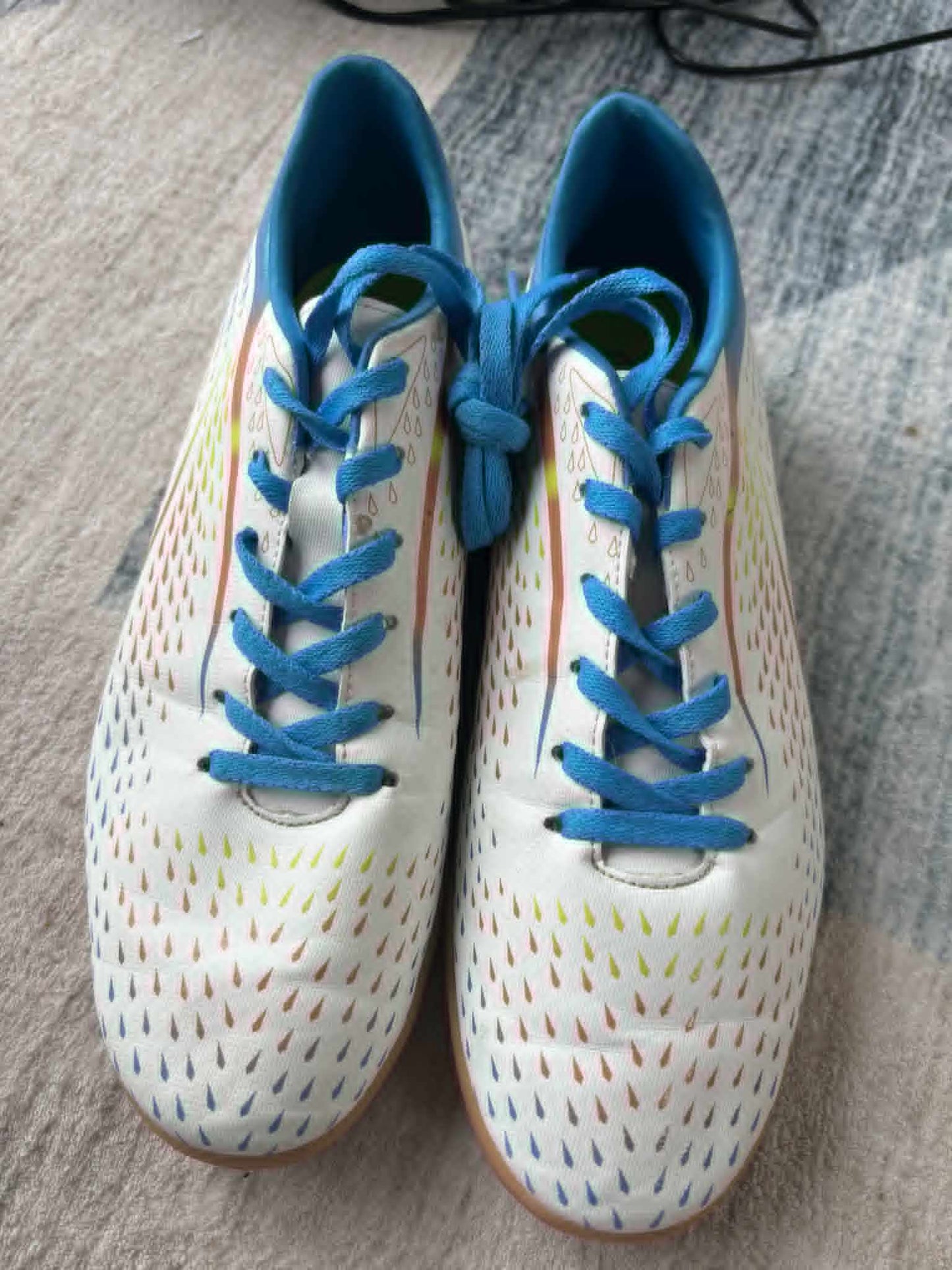 Size 11 White with Rainbow gradient pattern Futsal Shoes