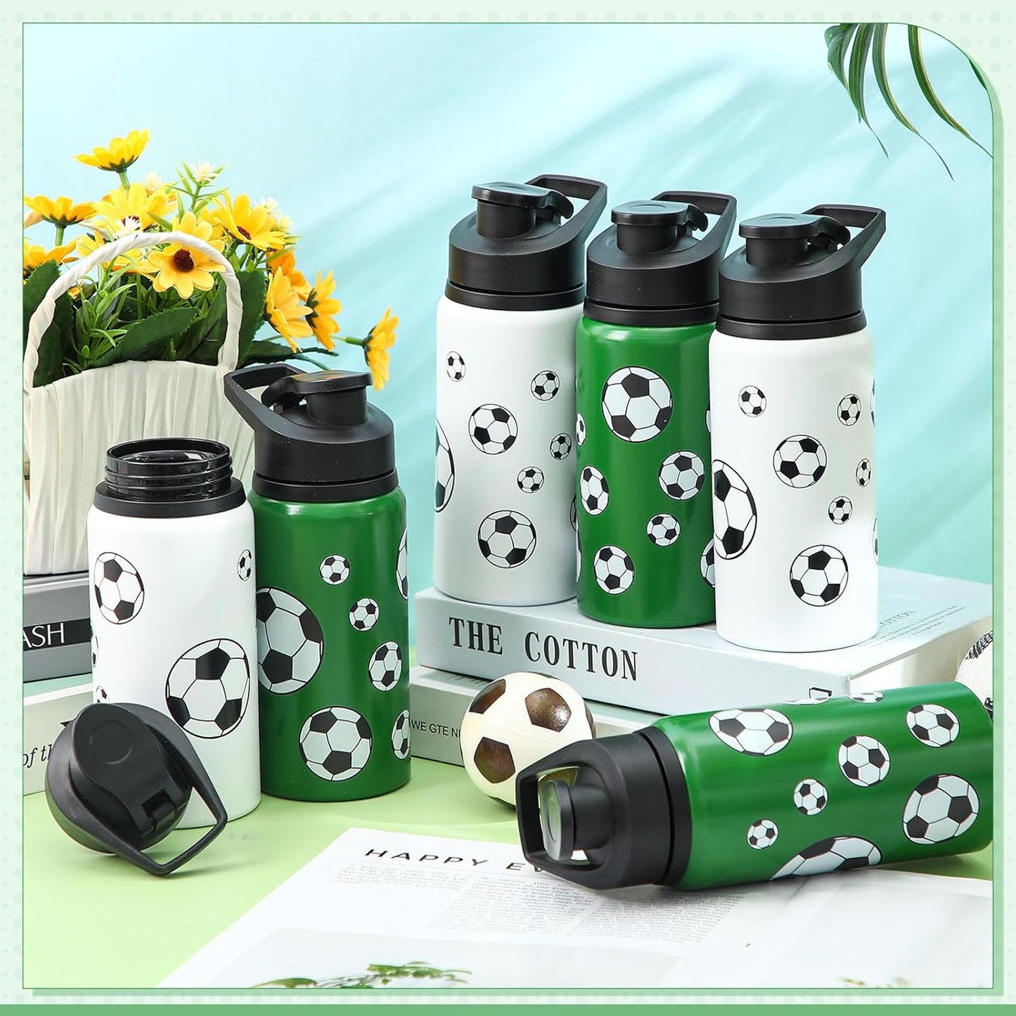 Aluminum Soccer Water Bottle with Snap Lids, 17 oz